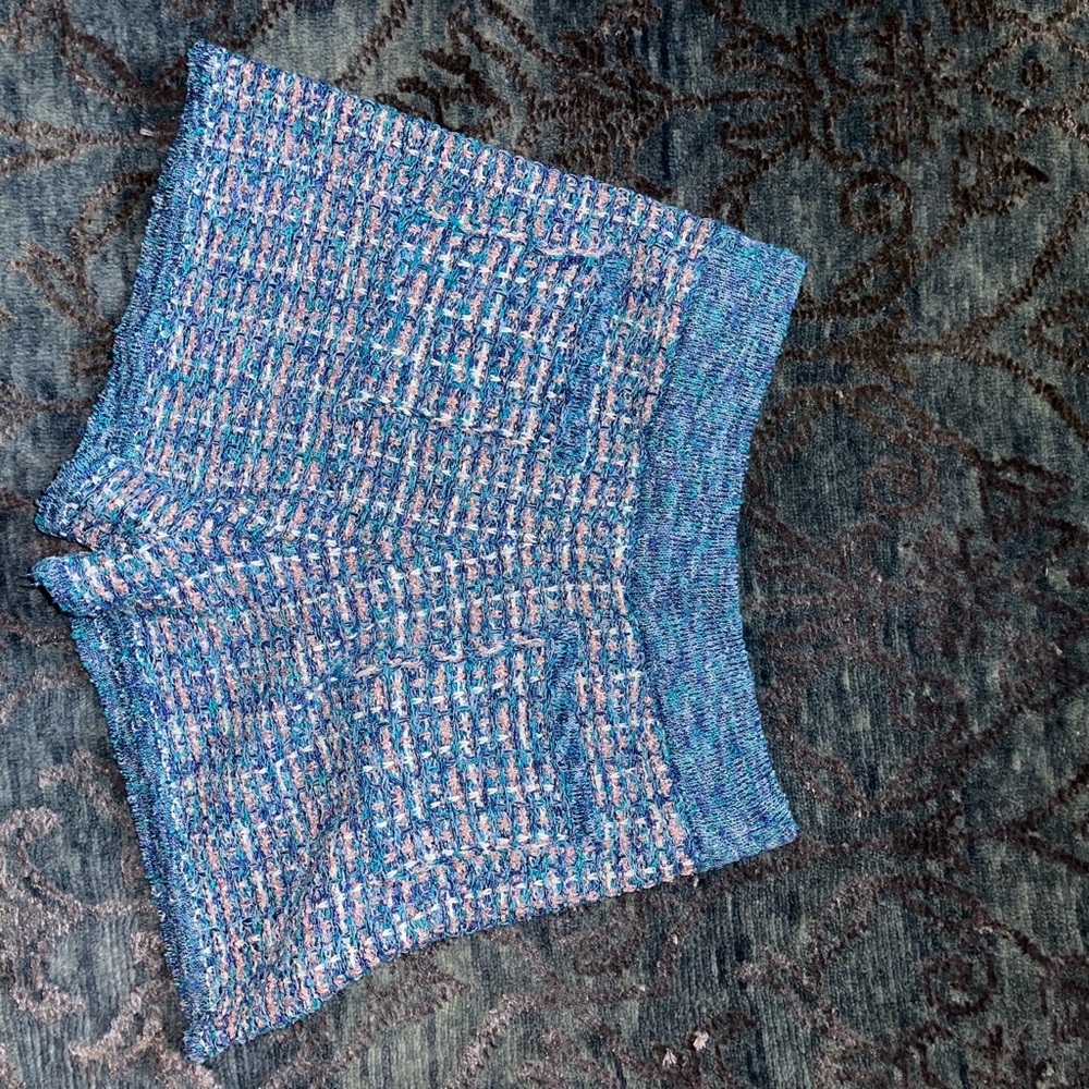 Textured Knit Shorts in Blue & Pink